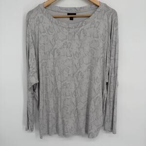 J. Jill Top Women’s Large Gray Snakeskin Print Oversized Loungewear ComfyCore